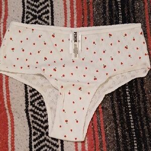 PINK Victoria's Secret White Panties with Cherry Design